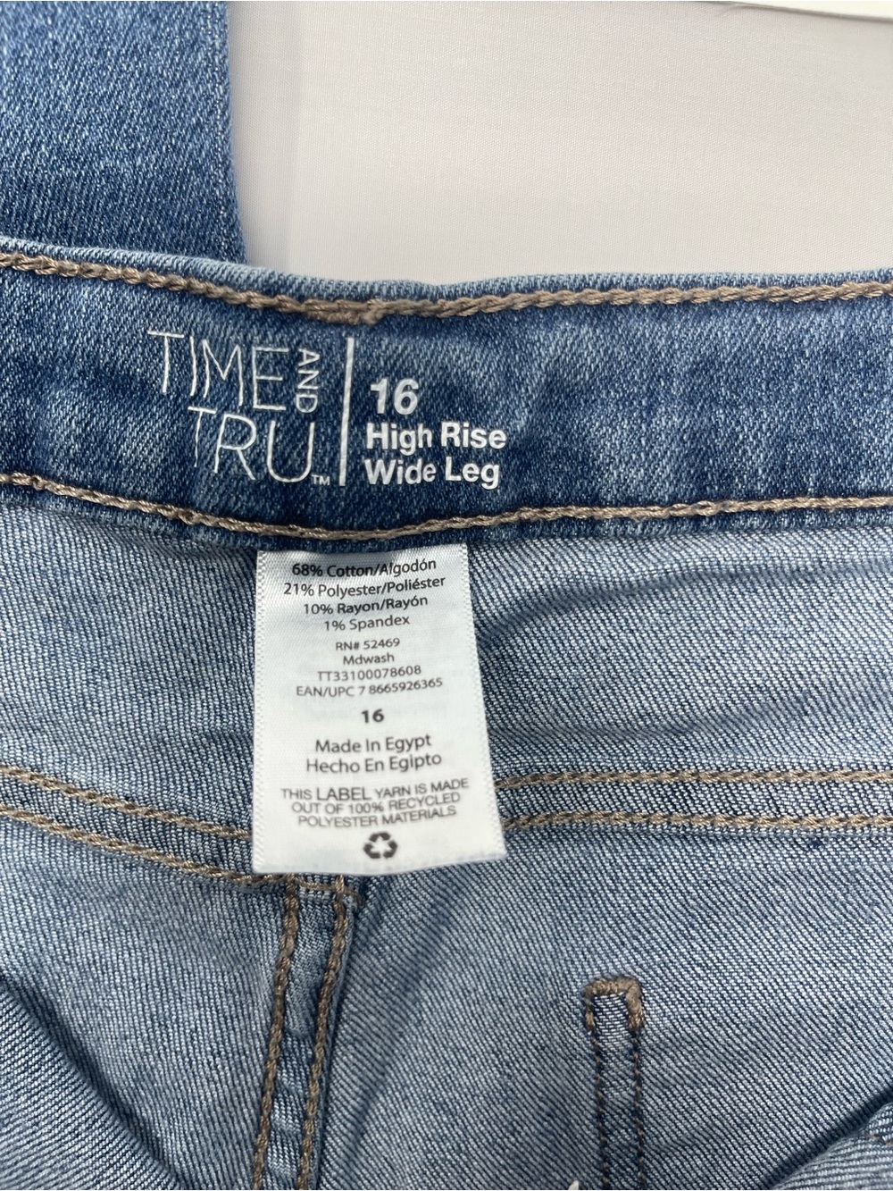 Time and Tru High-Rise Wide Leg Jeans in Light Blue Denim